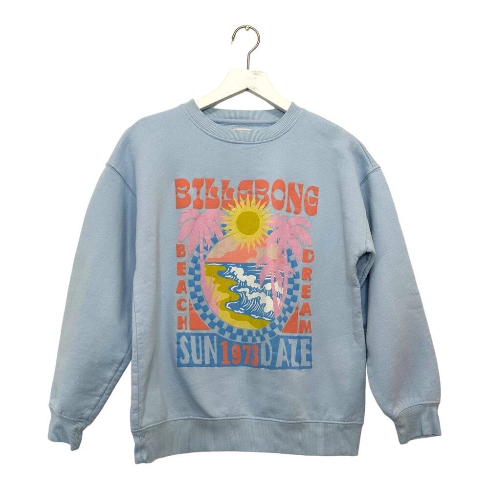 Billabong Beach Dream Sun Daze Sweatshirt Light Blue Size Small